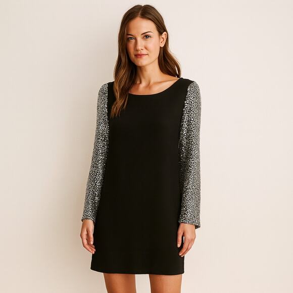 Parker Dresses & Skirts - Parker Sequin Sleeve Open Back Cocktail Mini Dress Boat Neck Black Large
